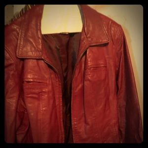 Red leather jacket